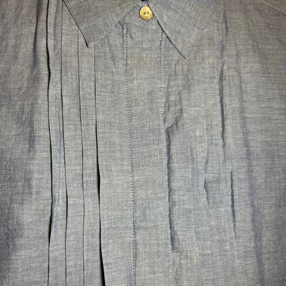 J. Jill Tuxedo Pleat Chambray Button Down tunic shirt blouse size Medium - Picture 8 of 12